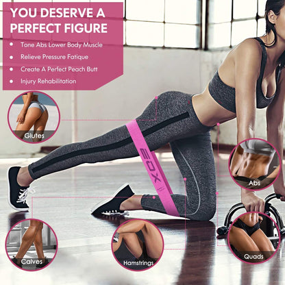 Professional Resistance Fabric Loop Bands for Leg and Glute Training - Non-Slip Design with 5 Resistance Levels (Pink)