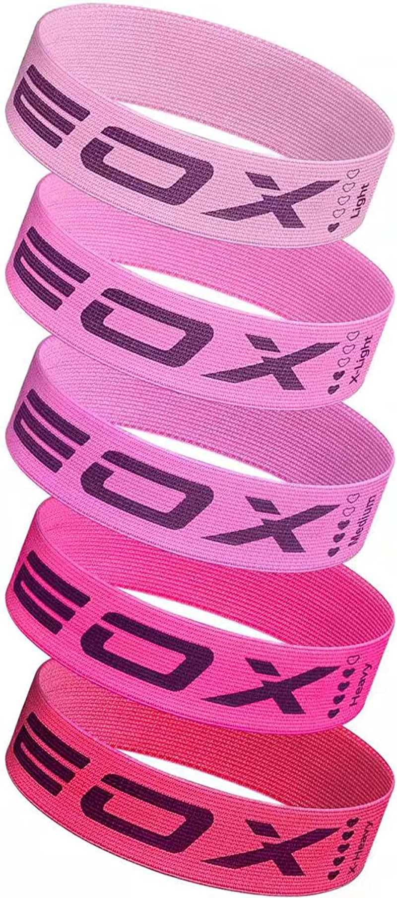 Professional Resistance Fabric Loop Bands for Leg and Glute Training - Non-Slip Design with 5 Resistance Levels (Pink)