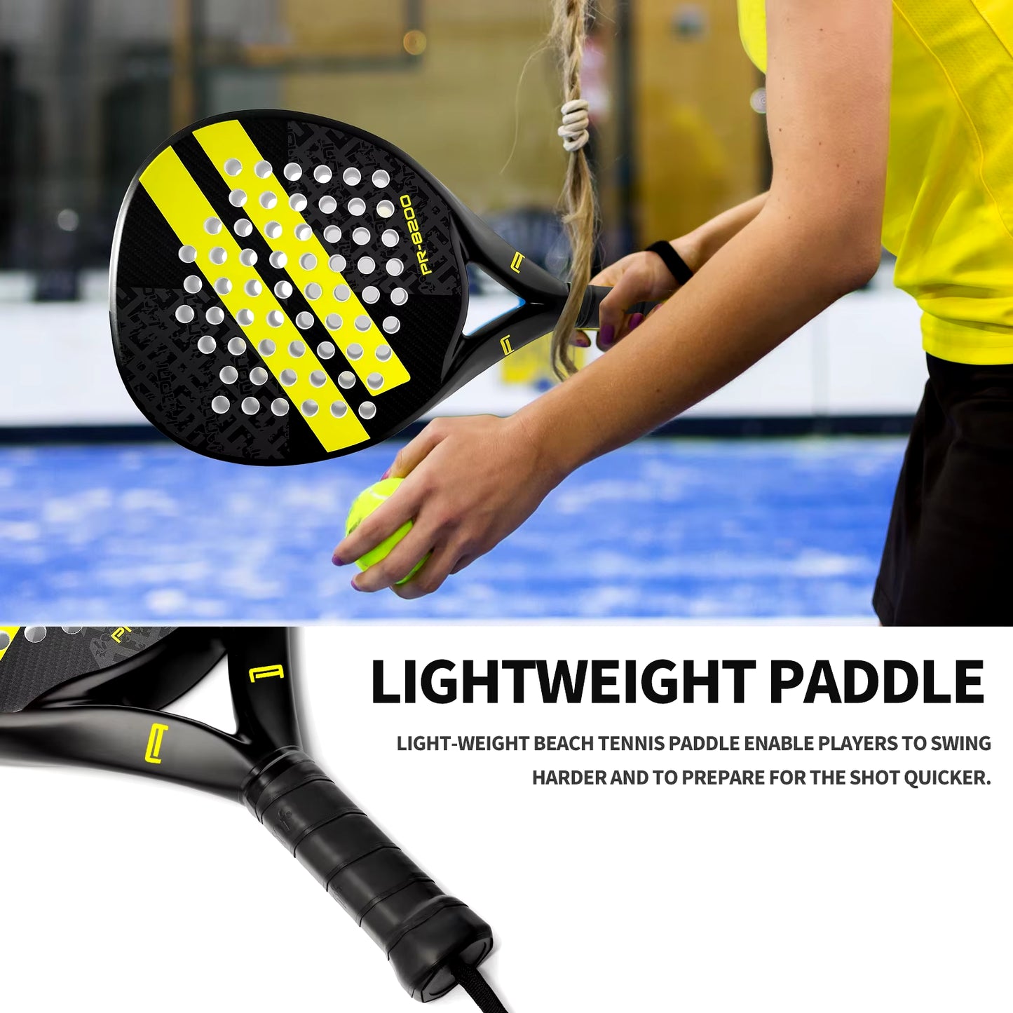 Padel Racket Carbon Fiber Surface with EVA Memory Flex Foam Core Lightweight Padel Racquet